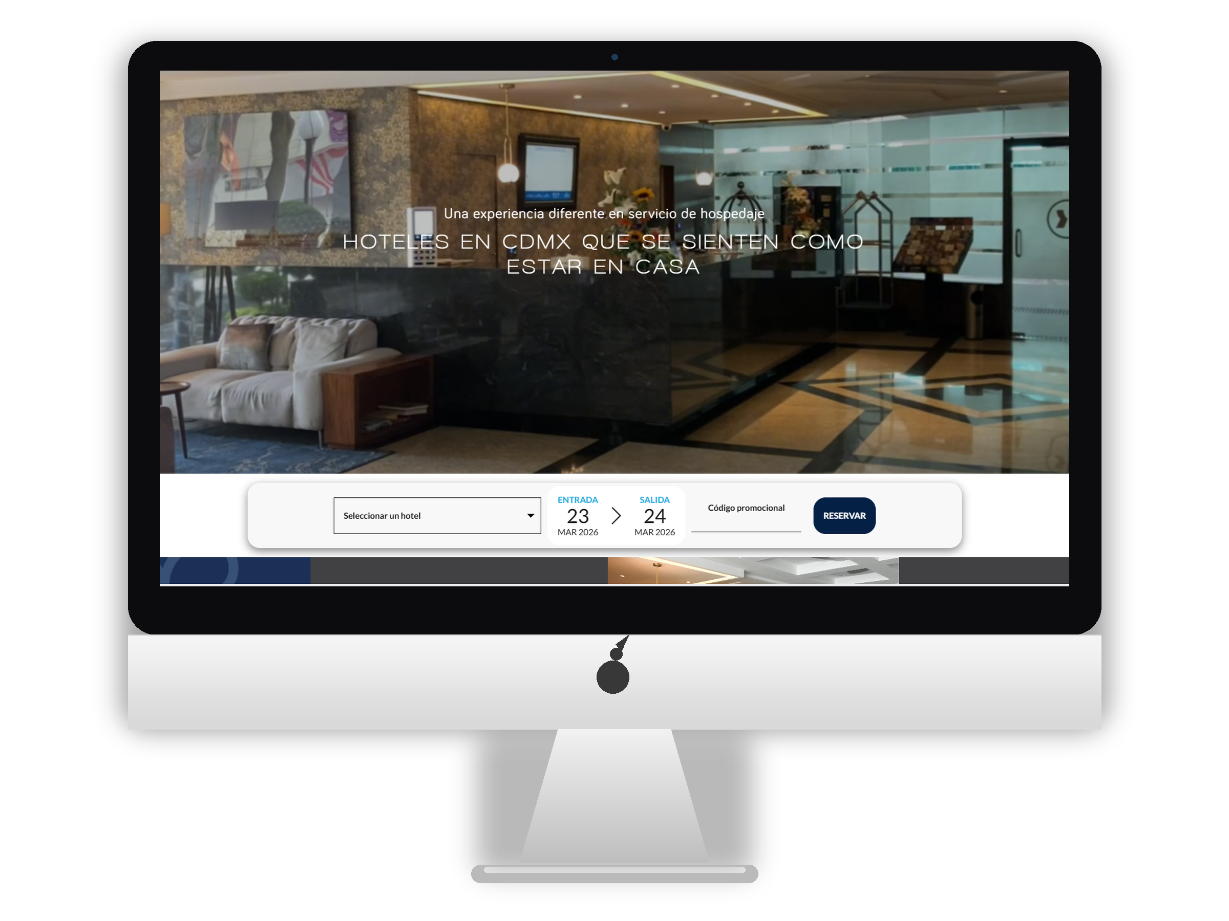 Vista general del sitio web de Kali Hoteles