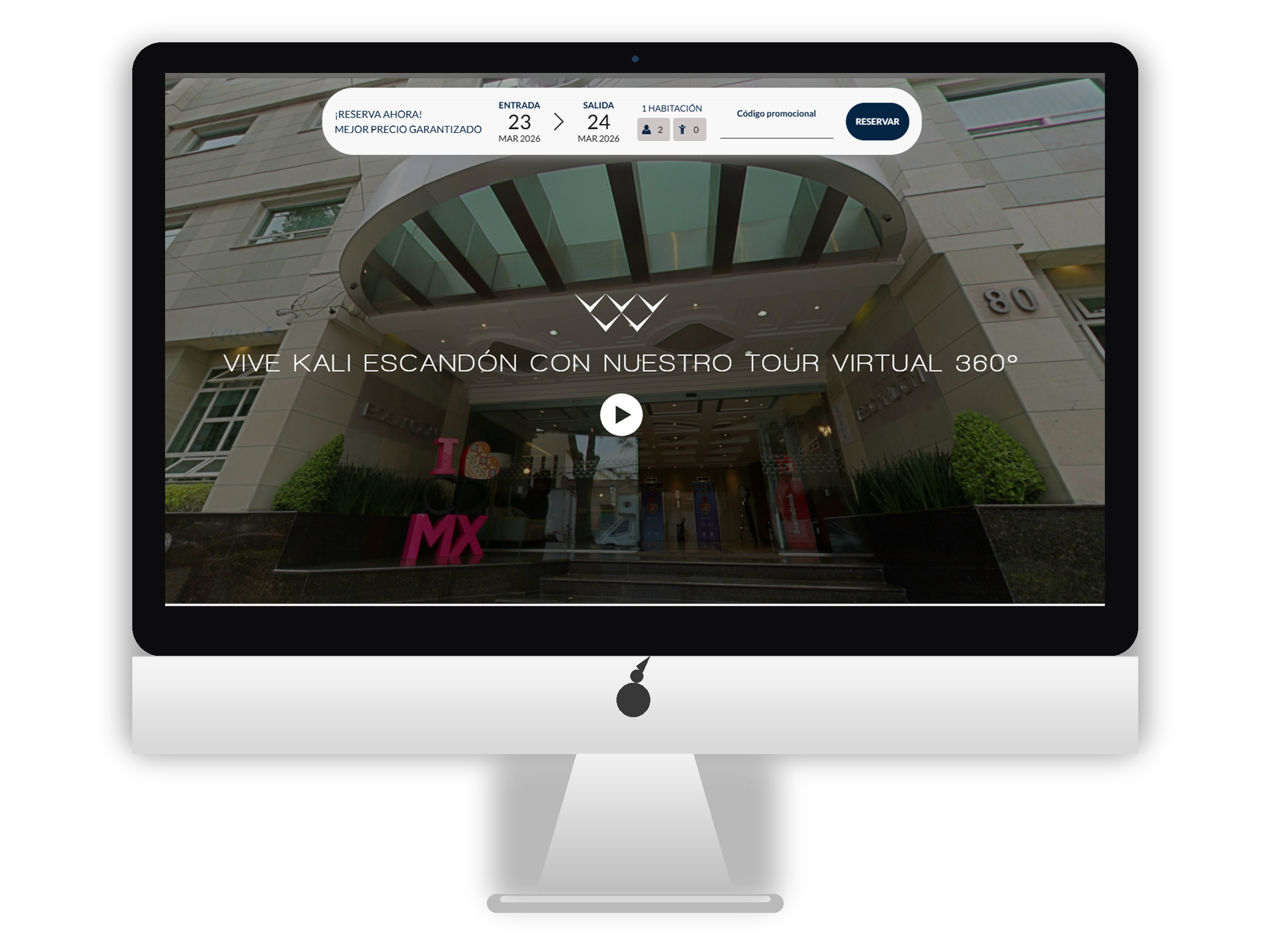 Vista de una secci&oacute;n del sitio de Kali Hoteles